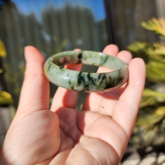 Jadeite Jade Bangle Green Natural Semi Translucent 284ct Myanmar Burma Bracelet - Picture 6 of 17